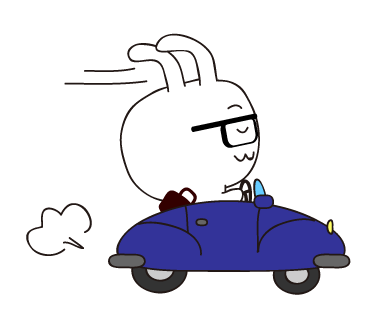 車で走るお仕事うさぎの画像